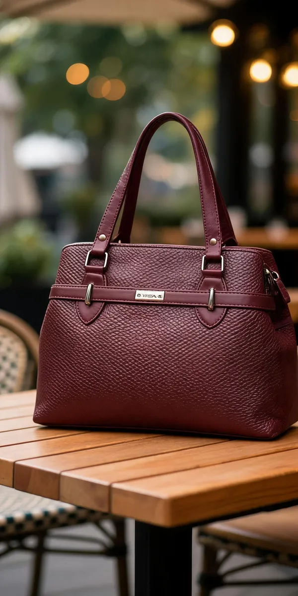 Maroon_Synthetic_Leather_Textured_Structured_Handbag_For_Women