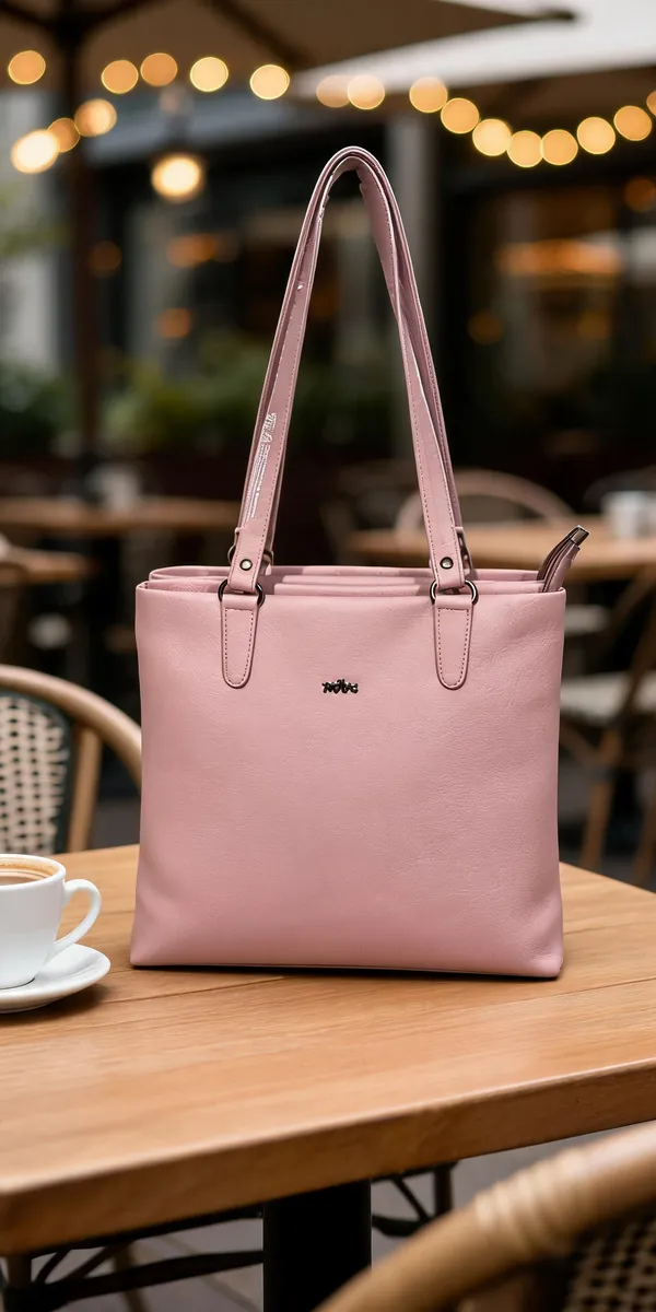 Pink_Faux_Leather_Structured_Tote_Bag_For_Women