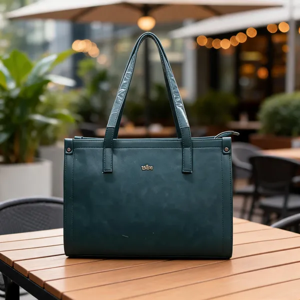 Teal_Faux_Leather_Structured_Tote_Bag_For_Women