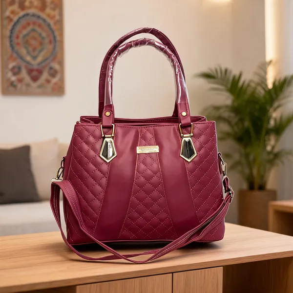 Maroon_Faux_Leather_Quilted_Handbag_For_Women