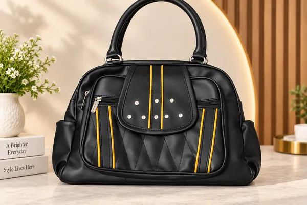 Black_Pu_Leather_Quilted_Handbag_For_Women