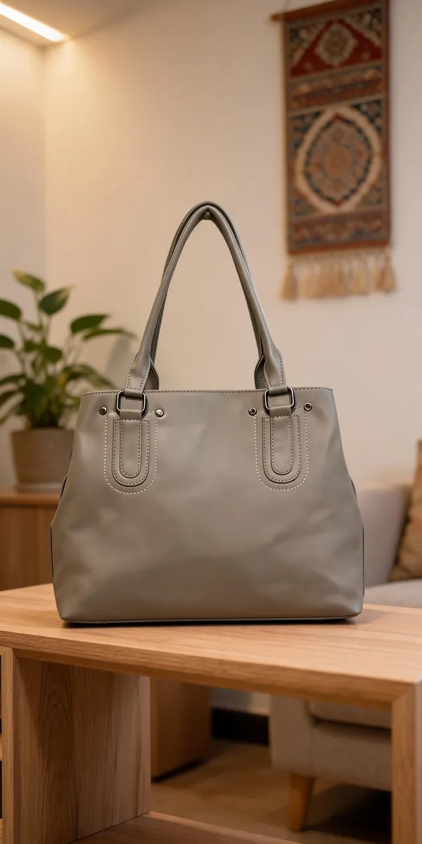 Grey_Faux_Leather_Structured_Tote_Handbag_For_Women