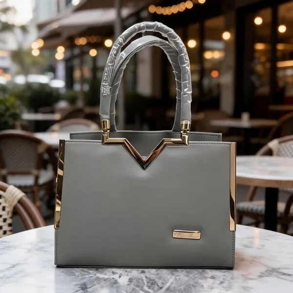 Grey_Rexine_Leather_Structured_Tote_Handbag_For_Women