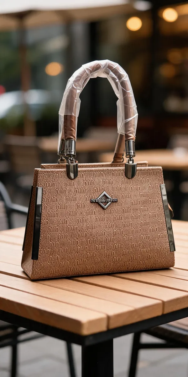 Brown_Textured_Leather_Look_Structured_Handbag_For_Women