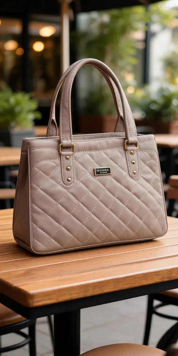 Taupe_Synthetic_Leather_Quilted_Tote_Handbag_For_Women