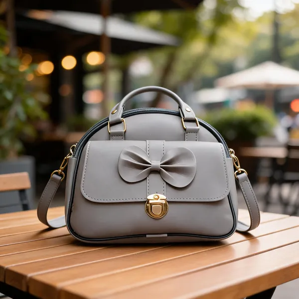 Grey_Synthetic_Leather_Bow_Detail_Structured_Handbag_For_Women