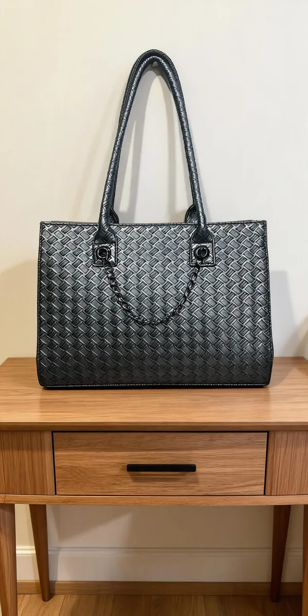 Black_Faux_Leather_Woven_Tote_Bag_For_Women