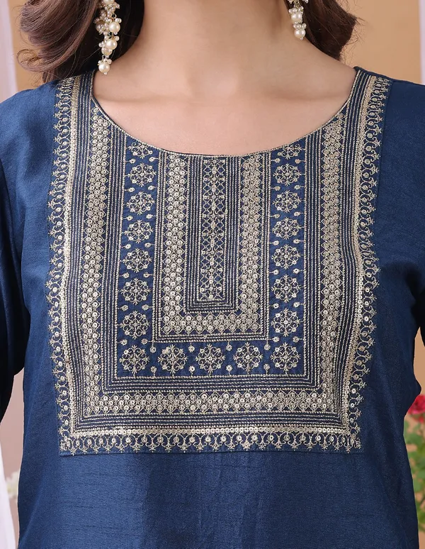 Hritika_Teal_Silk__Embroidered_Round_Neck_Kurta_With_Trousers_&_Dupatta