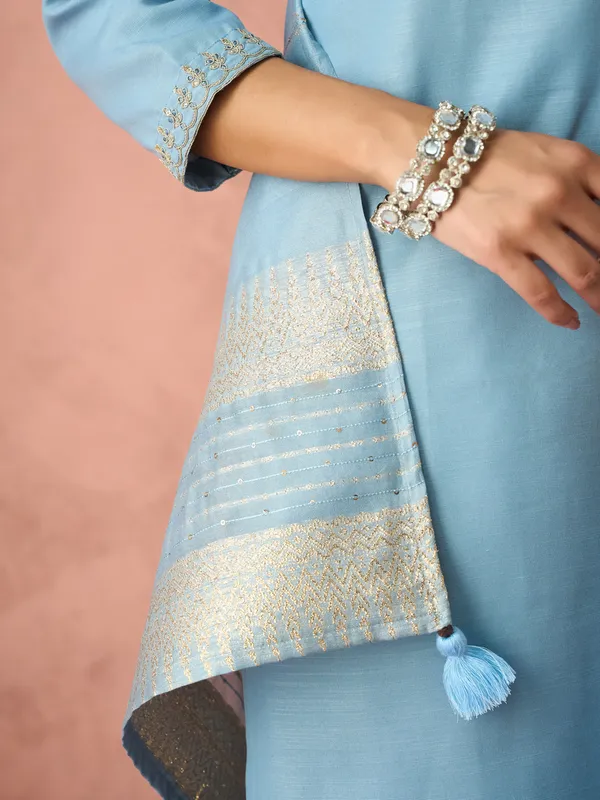 Hritika_Light_Blue_Cotton__Zari_Embroidered_Kurta_With_Trouser_&_Dupatta_Set