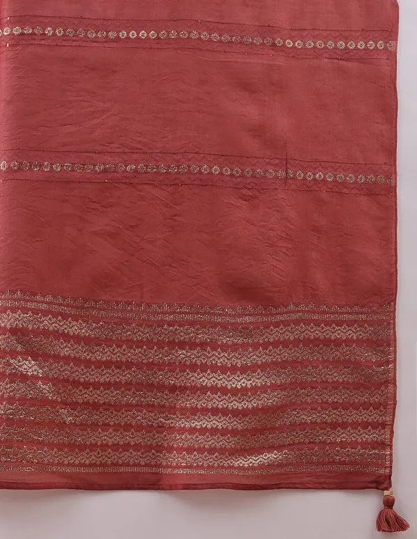 Hritika_Rust_Silk__Embroidered_Round_Neck_Kurta_With_Trousers_&_Dupatta