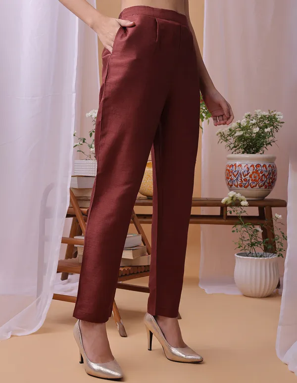 Hritika_Rust_Silk__Embroidered_Round_Neck_Kurta_With_Trousers_&_Dupatta