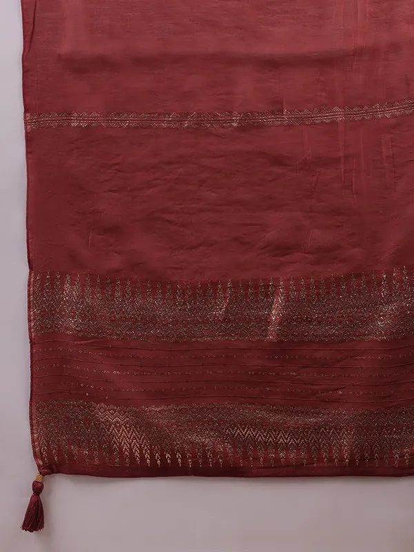 Hritika_Rust_Silk__Zari_Embroidered_Kurta_With_Trouser_&_Dupatta_Set