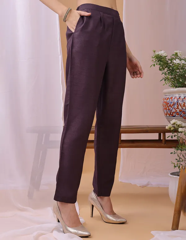 Hritika_Wine_Silk__Embroidered_Round_Neck_Kurta_With_Trousers_&_Dupatta