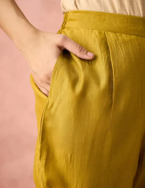 Hritika_Yellow_Silk__Thread_Work_Embroidered_Kurta_with_Trouser_Set