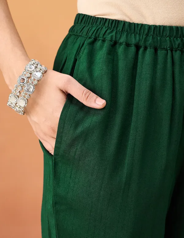 Hritika_Dark_Green_Silk__Zari_Embroidered_Kurta_With_Trouser_&_Dupatta_Set