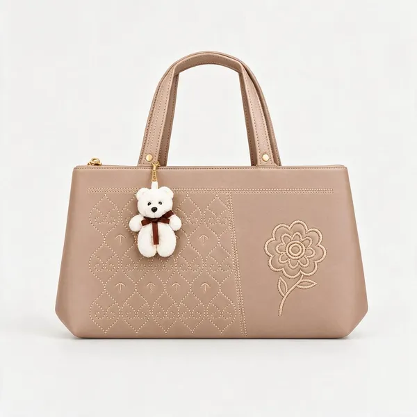 Beige_Faux_Leather_Embroidered_Structured_Tote_Handbag_For_Women