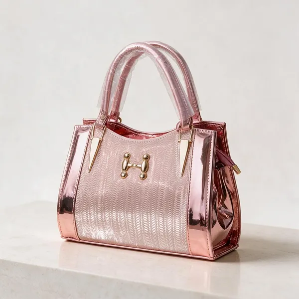 Rose_Gold_Metallic_Structured_Handbag_For_Women