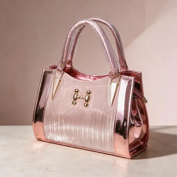 Rose_Gold_Metallic_Structured_Handbag_For_Women