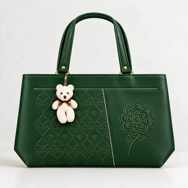 Green_Faux_Leather_Embroidered_Tote_Bag_For_Women