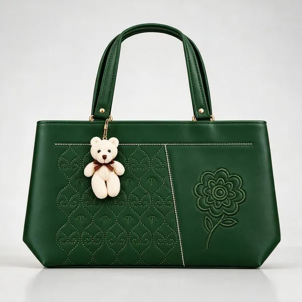 Green_Faux_Leather_Embroidered_Tote_Bag_For_Women