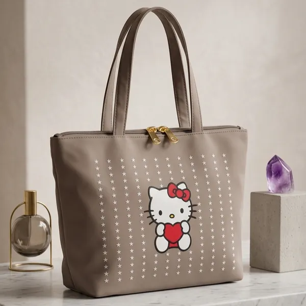 Beige_Satin_Character_Print_Tote_Handbag_For_Women