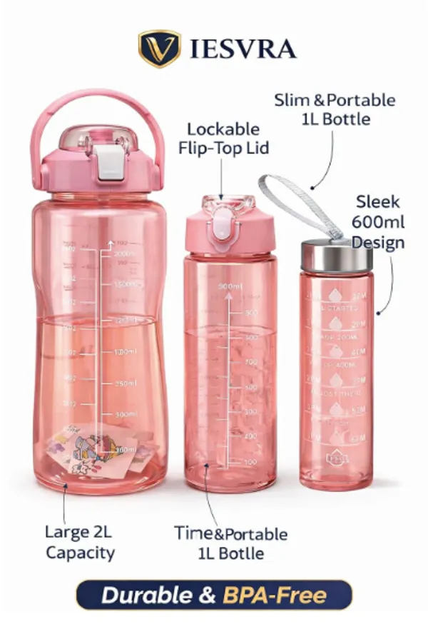 Motivational_Water_Bottle_3_Pcs_Set_(2000Ml_+_900Ml_+_300Ml)_Transparent_Leak_Proof_Plastic_Water_Bottles_With_Time_Marker_Gym,_Office,_School_And_Travel_Bpa_Free
