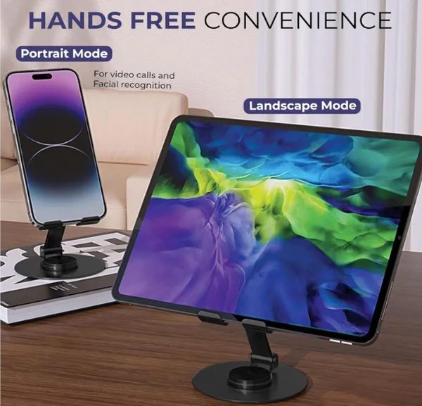 360°_Rotatable_And_Foldable_Mobile_Phone_Stand_Metallic,_Adjustable_Height_And_Angle,_Universal_Holder_For_Smartphones_And_Tablets