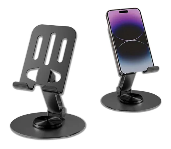 360°_Rotatable_And_Foldable_Mobile_Phone_Stand_Metallic,_Adjustable_Height_And_Angle,_Universal_Holder_For_Smartphones_And_Tablets