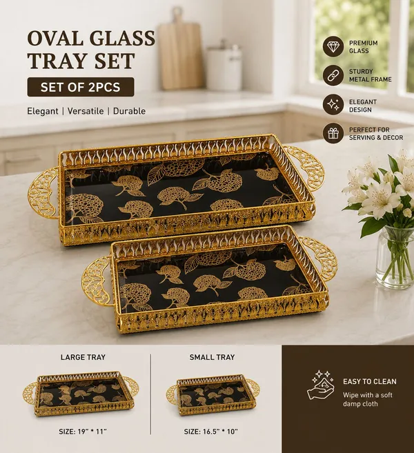 Glass_Elegant_Floral_Gold_Metal_Frame_Serving_Tray_Set