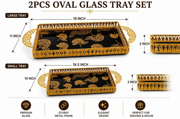 Glass_Elegant_Floral_Gold_Metal_Frame_Serving_Tray_Set