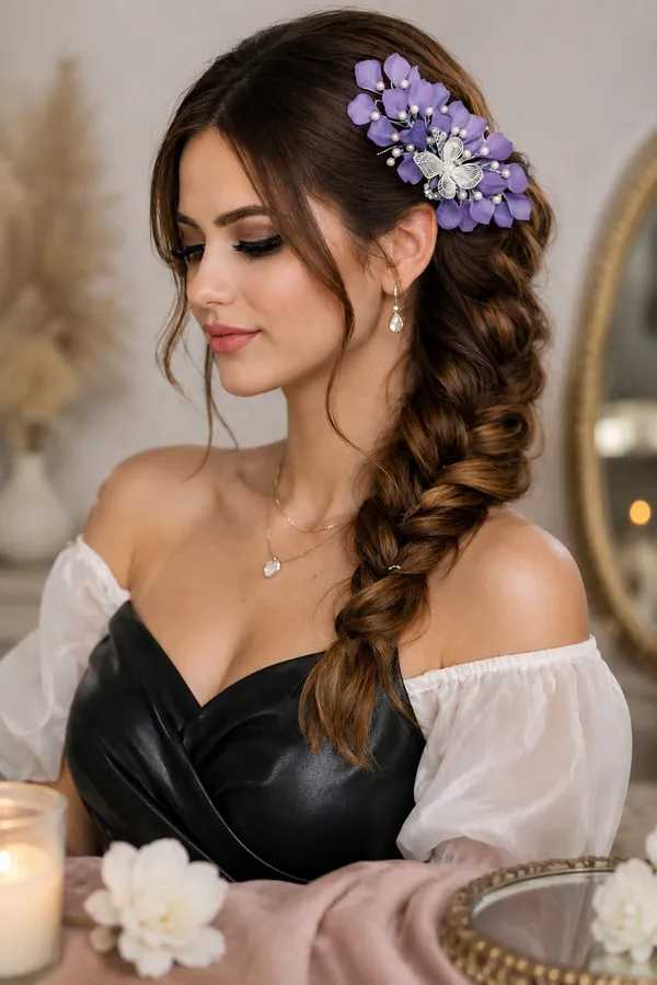 Purple_Plastic_Floral_Hair_Accessory_For_Girls