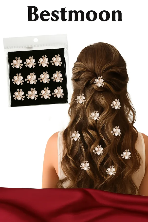 White_Alloy_Metal_Pearl_Floral_Hair_Pins_For_Girls_Set_Of_12