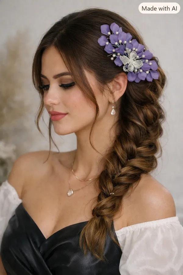 Purple_Plastic_Floral_Hair_Accessory_For_Girls
