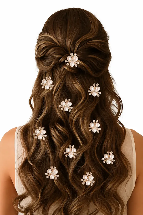 White_Alloy_Metal_Pearl_Floral_Hair_Pins_For_Girls_Set_Of_12