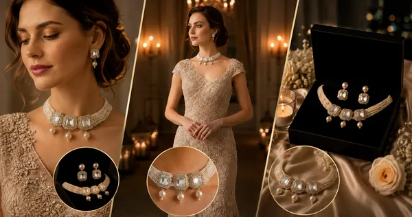 White_Alloy_Pearl_Embellished_Choker_Necklace_For_Girls