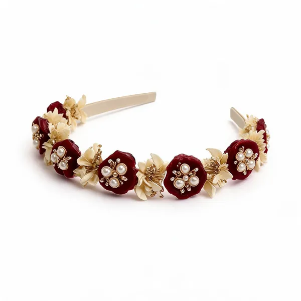 Red_Plastic_Floral_Embellished_Headband_For_Girls