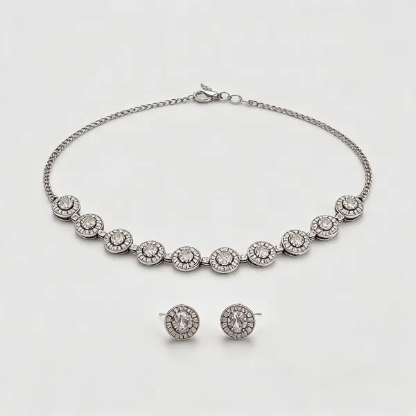 White_Zinc_Alloy_Necklace_And_Earring_Set_For_Girls