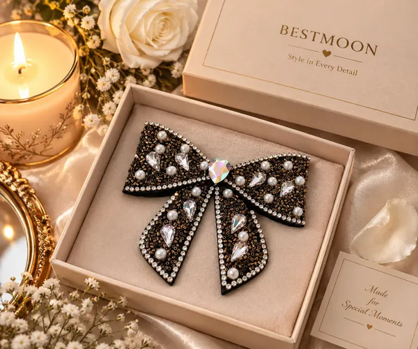 Black_Metal_Alloy_Embellished_Bow_Hair_Clip_For_Girls
