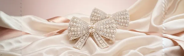 White_Metal_Alloy_Pearl_Embellished_Hair_Bow_Clip_For_Girls
