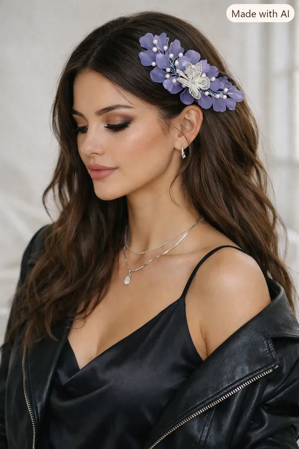 Purple_Plastic_Floral_Hair_Accessory_For_Girls