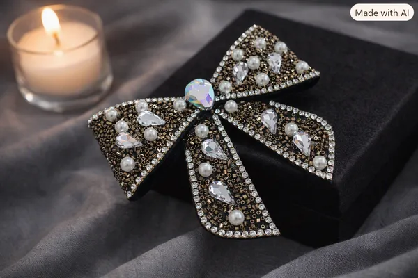 Black_Metal_Alloy_Embellished_Bow_Hair_Clip_For_Girls