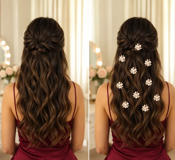 White_Alloy_Metal_Pearl_Floral_Hair_Pins_For_Girls_Set_Of_12