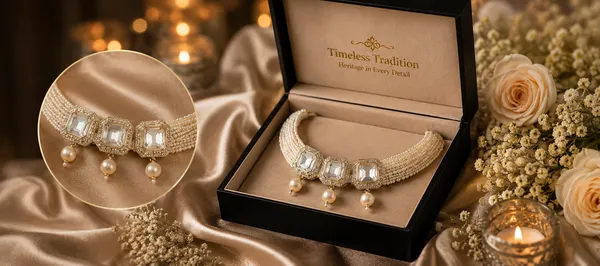 White_Alloy_Pearl_Embellished_Choker_Necklace_For_Girls