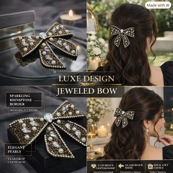 Black_Metal_Alloy_Embellished_Bow_Hair_Clip_For_Girls