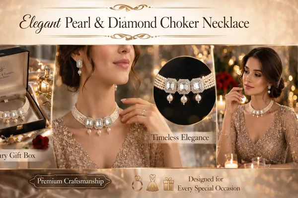 White_Alloy_Pearl_Embellished_Choker_Necklace_For_Girls