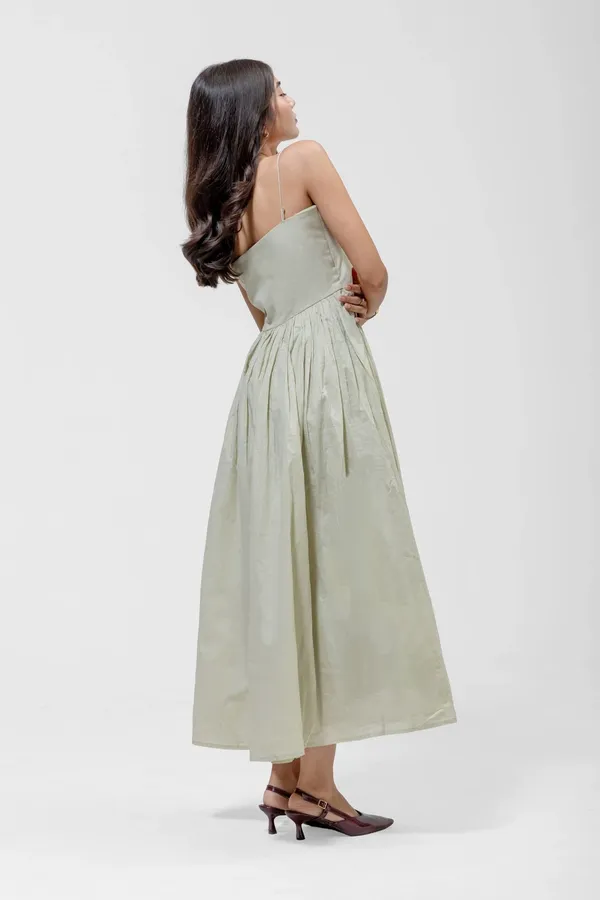 Aloe_Green_Mull_Cotton_Spaghetti_Strap_Pleated_Maxi_Gown_For_Women