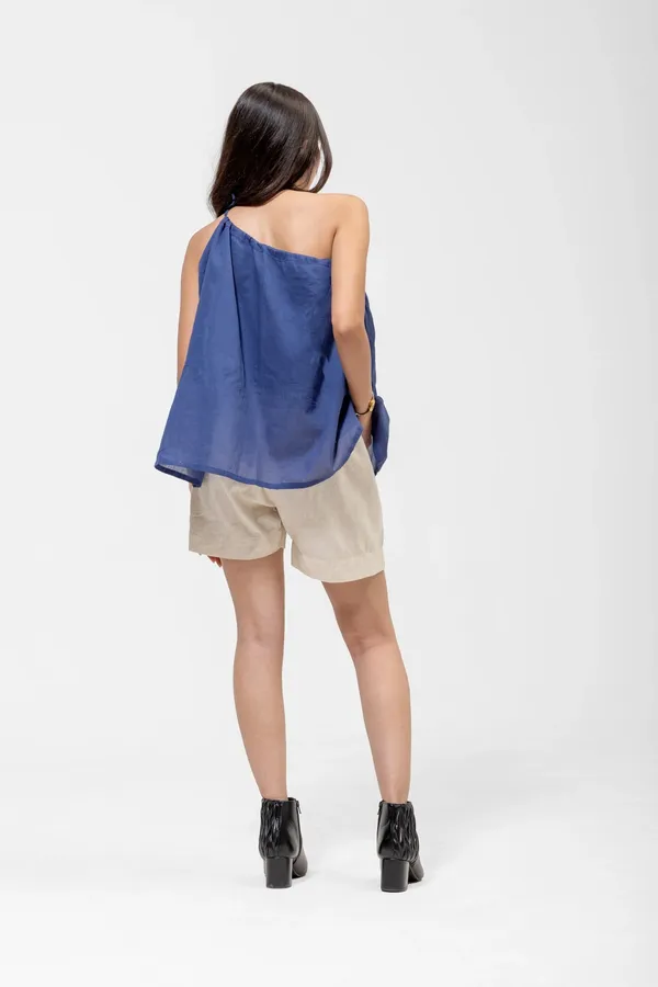 Midnight_Blue_Mull_Cotton_One_Shoulder_Draped_Top_For_Women