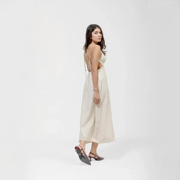 Beige_Khadi_Cotton_Open_Back_Halter_Midi_Dress_For_Women