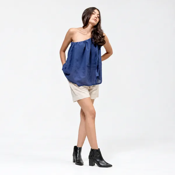 Midnight_Blue_Mull_Cotton_One_Shoulder_Draped_Top_For_Women