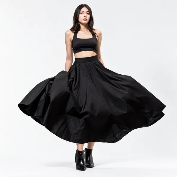 Black_Cotton_High-Waist_Full_Maxi_Skirt_For_Women